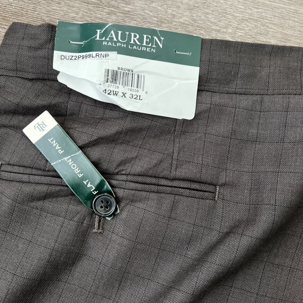 NWT Lauren Ralph Lauren Dress Pants Mens 42x32 Charcoal Gray 100% Wool